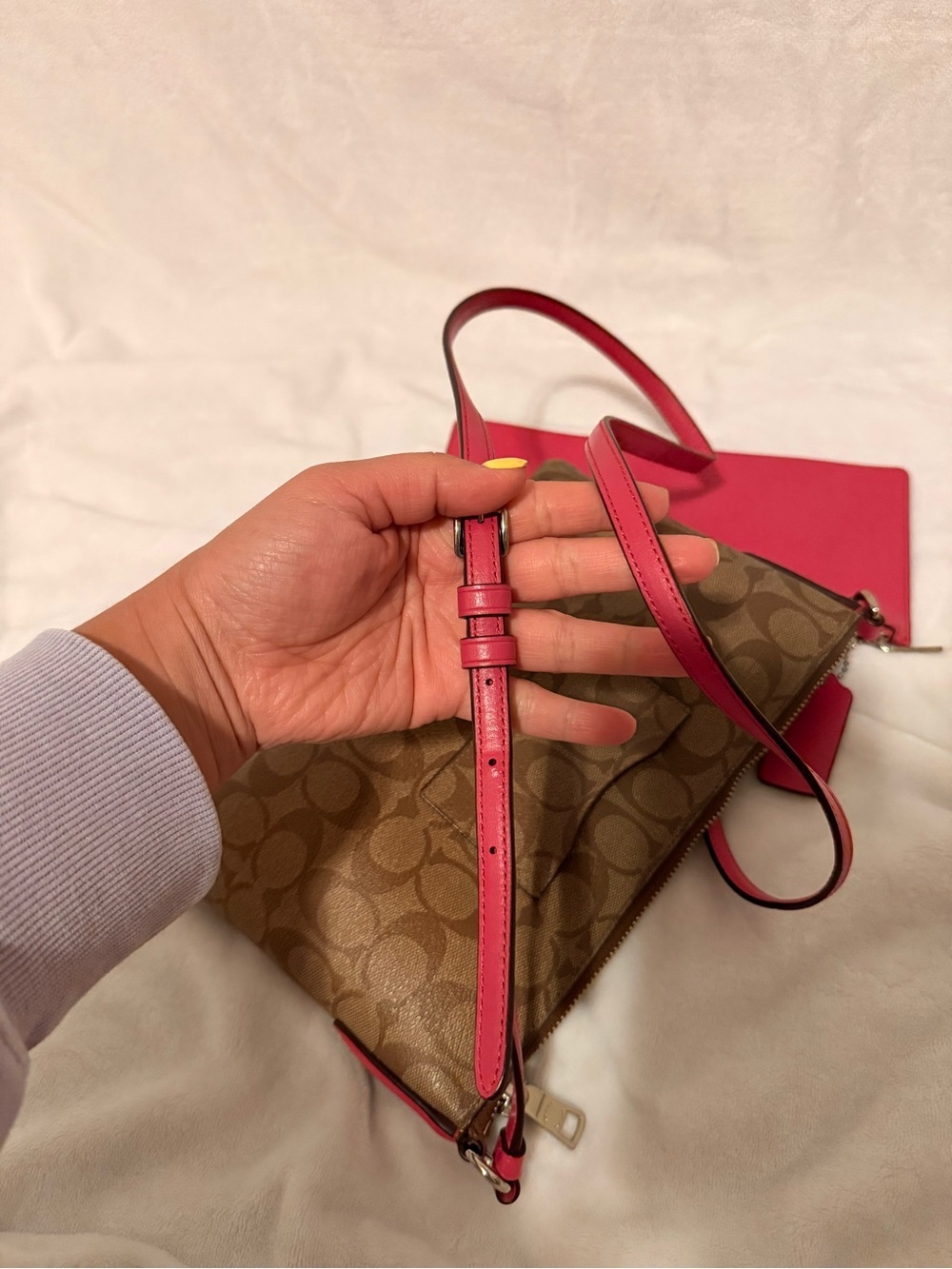 Coach East/West Pop Up Crossbody with Pink Leather Removable Pouch - Picture 14 of 15